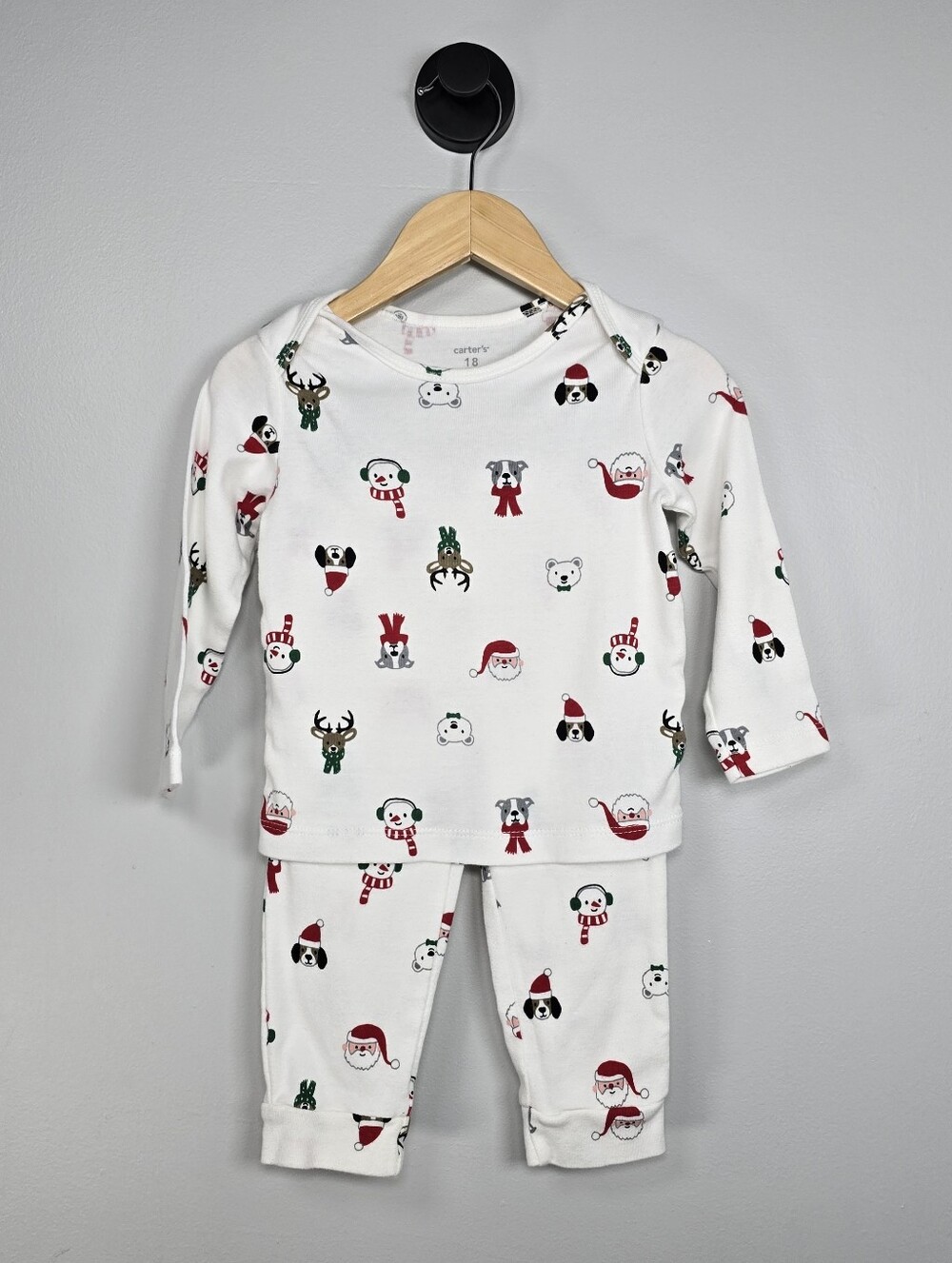 Carter's White Holiday Festive Character Print Kids Pajama Set 18M